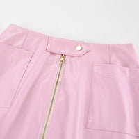 Trendy High Waist, Fashionable Leather Skirt
