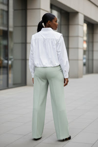 Spring Summer Women Solid Color Single Breasted Drawstring Ruffle Shirt - Modestly Vogue 