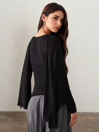 Women Dark High Grade Cape Sleeve Women Autumn Winter Niche Top