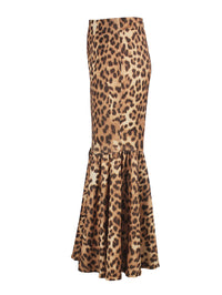 Leopard Print Figure-Flattering High Waist Flare Animal Print Skirt