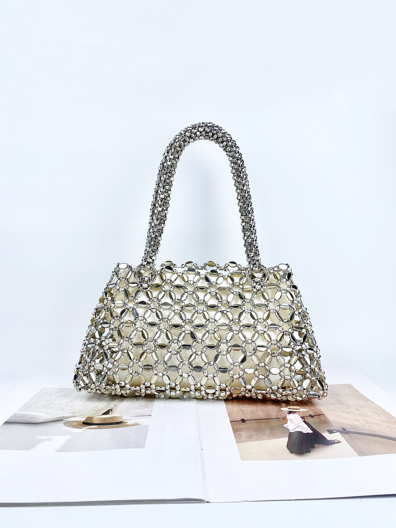 Handmade Pearl Woven Tote Bag – Hollowed Underarm Handbag