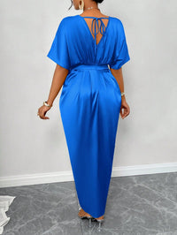 Women Clothing Early Autumn Satin Dress Ball Gown Satin Waist Tight Maxi Dress - Modestly Vogue 