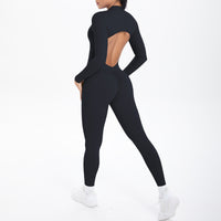 Long Sleeve Zipper One-Piece Fitness Unitard | Women’s Yoga Jumpsuit