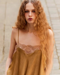 Satin Solid Color Casual Loose Ruffled Stitching Camisole Top - Modestly Vogue 