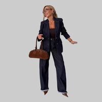 Blue Jean Wide Leg Denim Pants Sets - Modestly Vogue 