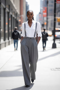 Suspender Trousers Women Adjustable Detachable Shoulder Strap Pocket Daily Workplace Casual Trousers - Modestly Vogue 