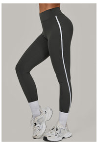 Color Contrast Patchwork Running Quick Drying Fitness Pants Breathable Outer Wear Tight Sports Pants High Waist Hip Lift Yoga Pants Women