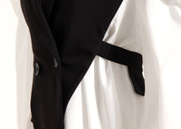 Black Elegant Outfit Slimming Puff Sleeve White Shirt Waist Trimming Lace up Two Piece Vest Set