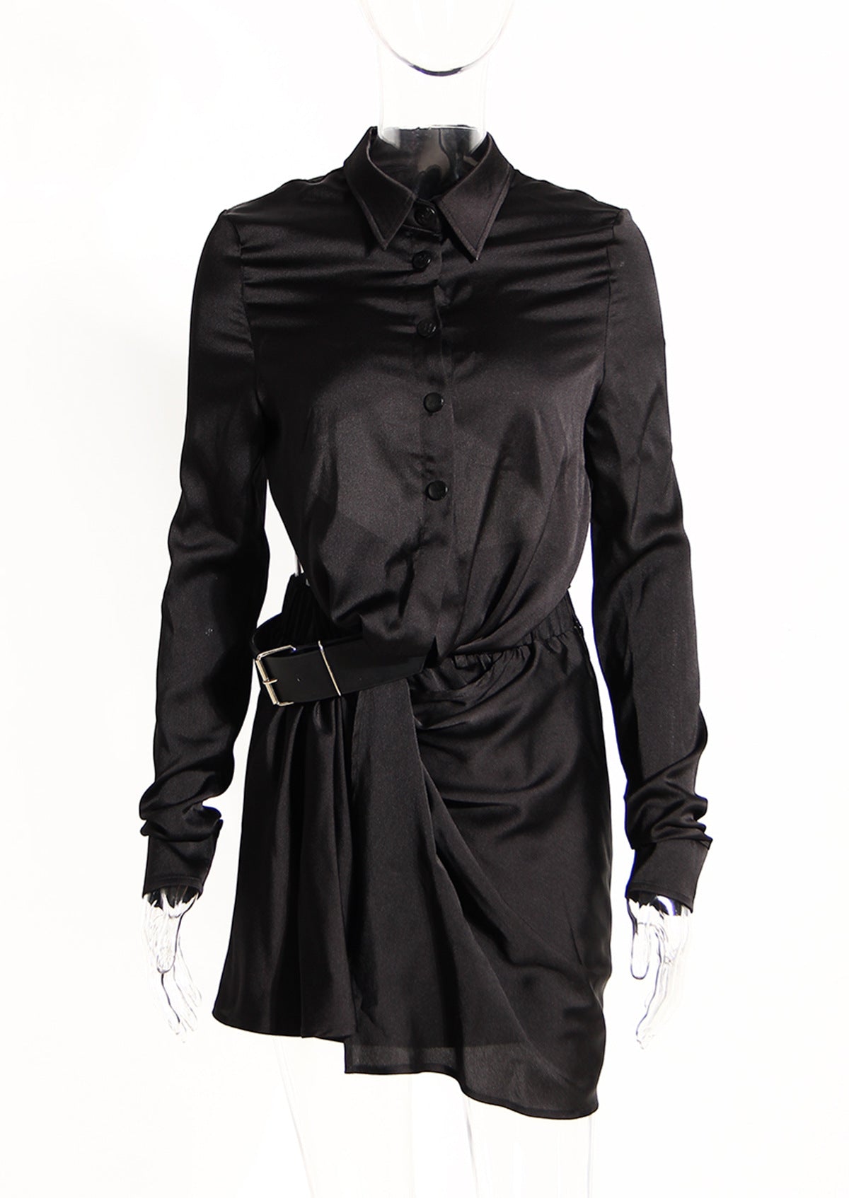 Dark Asymmetric Ruched Two Piece Outfit – Cropped Fall Set - Modestly Vogue 