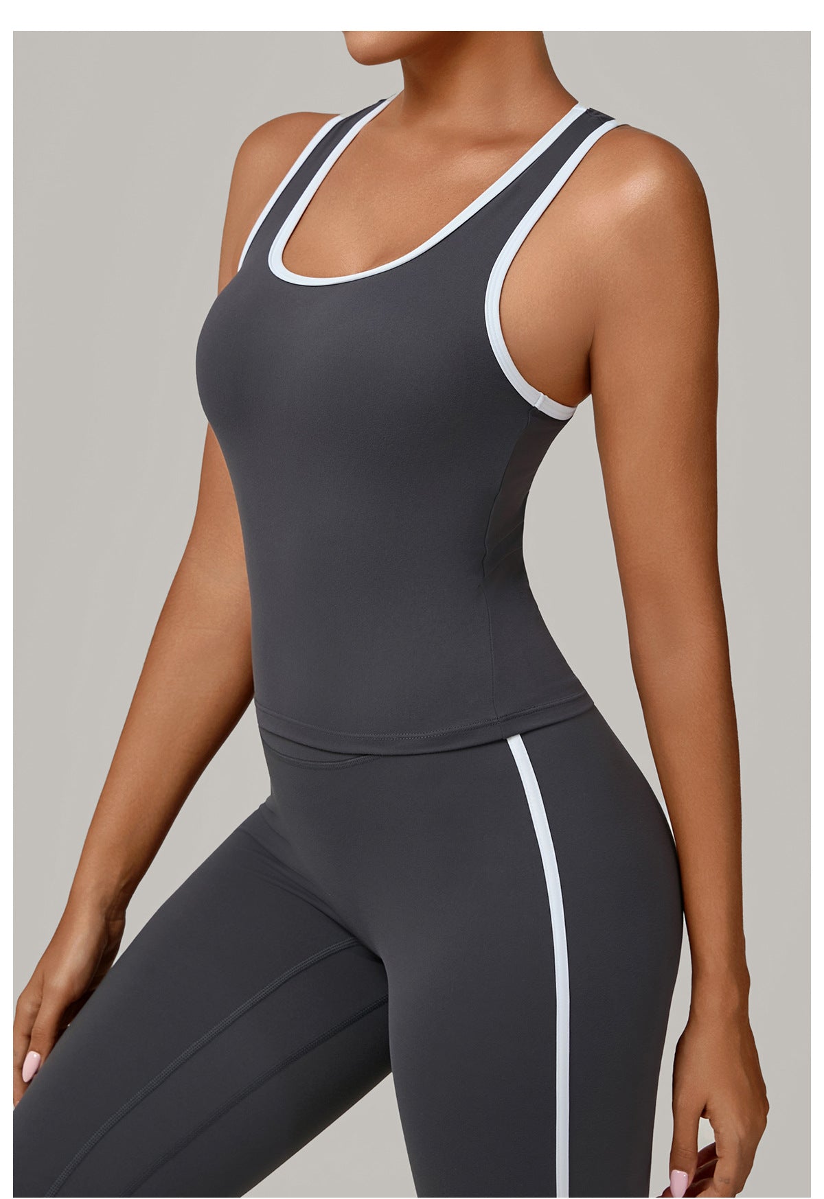 No Chest Pad Stitching Contrast Color Beauty Back Yoga Vest Quick Drying Workout Top Outer Wear Running Exercise Vest Women