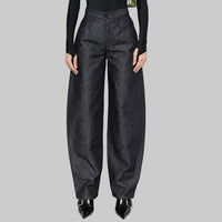 Black Denim Barrel Jeans Pants Trousers - Modestly Vogue 