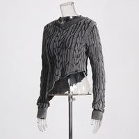 Pastel Idle Niche Irregular Asymmetric Hem Distressed Figure Flattering Short Sweater for Women