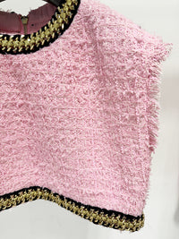 Pastel Autumn Winter Star Heavy Industry Chain Decoration Ultra Short Sleeveless Vest Top - Modestly Vogue 