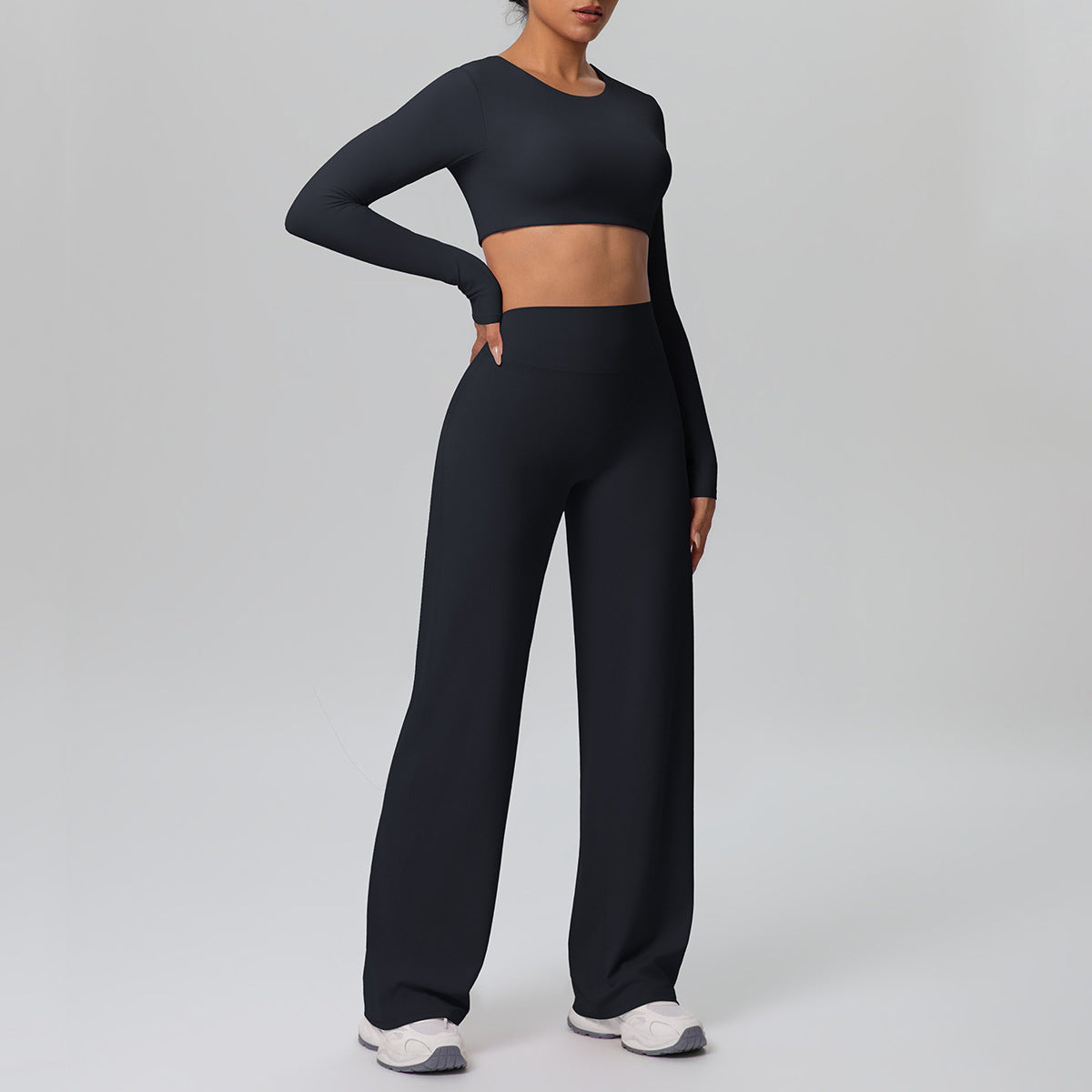 Pink Lace Studio Sculpt Women’s Workout Set – Breathable Long Sleeve & Pants - Modestly Vogue 