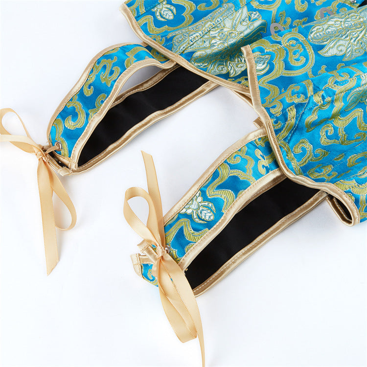 Blue Bronzed Color Tie Back Corset Bustier Top - Modestly Vogue 