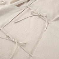 Spring Summer Cotton Linen Belted Office Dress for Women - Modestly Vogue 