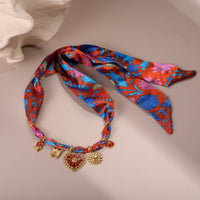 Elegant Colorful Scarf Series Stainless Steel Embellished Heart-Shaped Bracelet Set