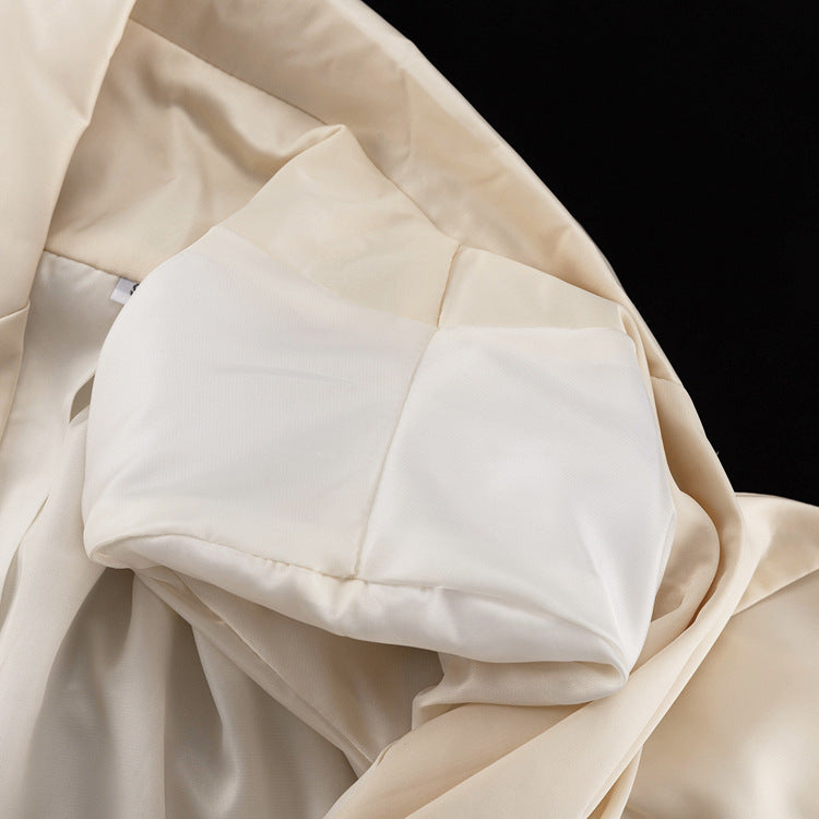 High Grade Satin Office Suit Women Elegant V neck Long Sleeve Tied Top Loose Wide Leg Pants Two Piece Set - Modestly Vogue 