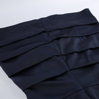 Autumn Winter Irregular Asymmetric Navy Blue Long-Sleeved Dress Women Slim Slimming Sheath - Modestly Vogue 