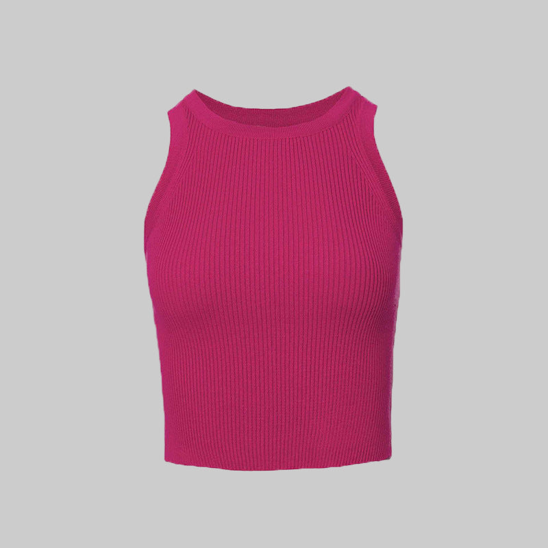 Knitted Vest Women Summer Solid Color Slim Thread Inner Wear Blouse Short Vest - Modestly Vogue 