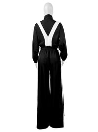 Black Zipper Waist Stitching Contrast Color Oversized Super Trendy Two Piece Suit