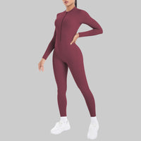 Long Sleeve Zipper One-Piece Fitness Unitard | Women’s Yoga Jumpsuit