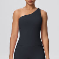 One Shoulder Slim Fit Workout Vest | Quick Drying Yoga Sports Top - Modestly Vogue 