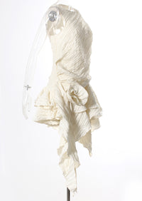 Pleated Floral Ruffled Dress – Asymmetric Retro Summer Style - Modestly Vogue 