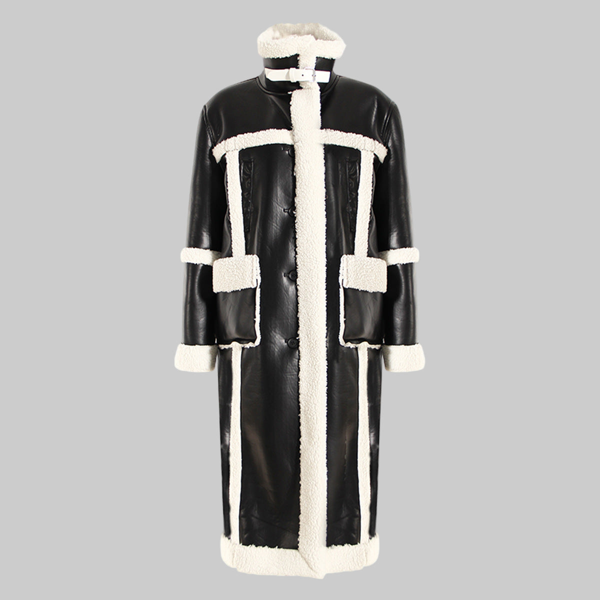 Women’s Color Contrast Patchwork Long Overcoat – Autumn Winter