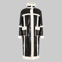 Women’s Color Contrast Patchwork Long Overcoat – Autumn Winter