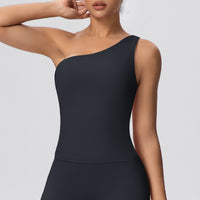 One Shoulder Slim Fit Workout Vest | Quick Drying Yoga Sports Top - Modestly Vogue 