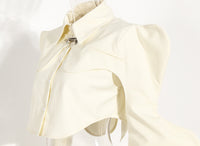 Neutral Two-Piece Set Women Spring Vest Shawl Suit Sleeveless Short Shirt Personality Sneaky Design Suit - Modestly Vogue 