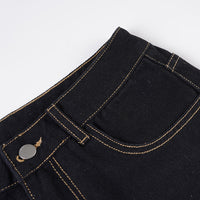 Retro Street Straight Low Waist Casual Jeans Women Arrival Basic Dark Blue Pants