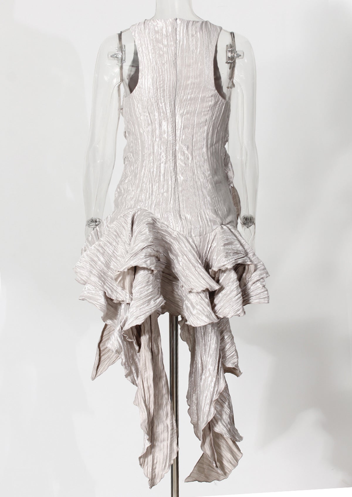 Pleated Floral Ruffled Dress – Asymmetric Retro Summer Style - Modestly Vogue 