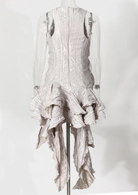 Pleated Floral Ruffled Dress – Asymmetric Retro Summer Style - Modestly Vogue 