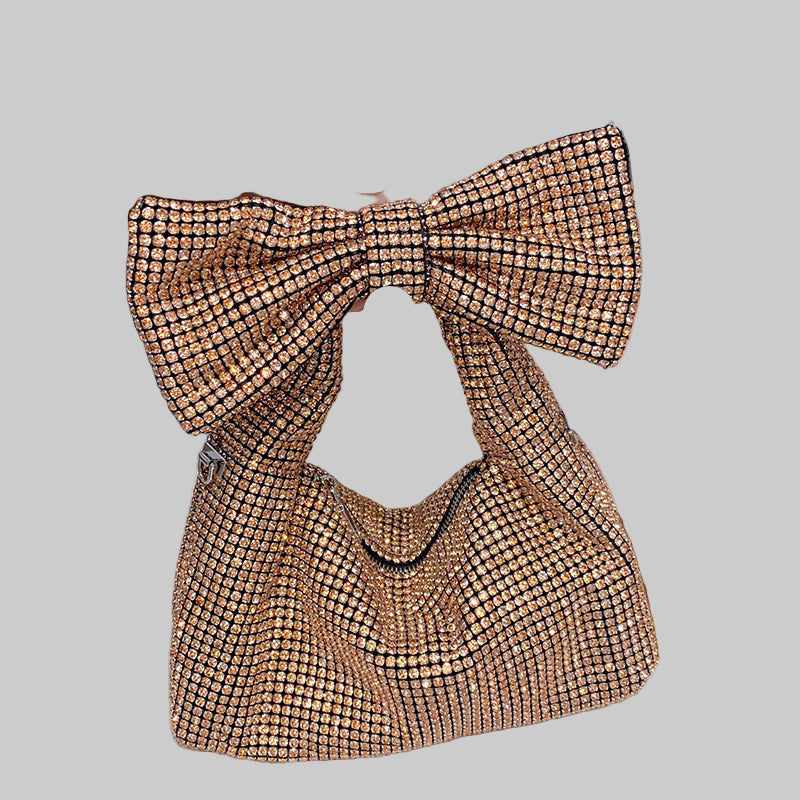 Elegant Bow Trend Shiny Rhinestone Bag Tote Shoulder Bag - Modestly Vogue 
