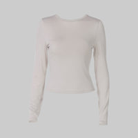 Women’s Slim Fit Long Sleeve Backless Solid Color Top