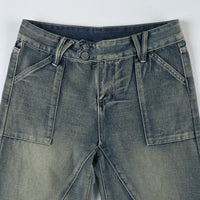 Distressed Split Pocket Jeans Low Waist Wide Leg Jeans - Modestly Vogue 