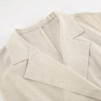 Spring Summer Cotton Linen Belted Office Dress for Women - Modestly Vogue 