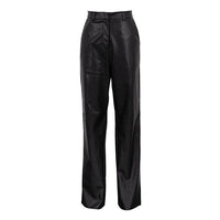Women’s Spring Faux Leather High Waist Hip Lifting Straight Pants