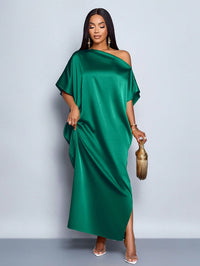 Women’s Yellow Satin Maxi Dress – Elegant Summer Style - Modestly Vogue 