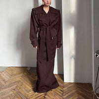 Polo Collar Long Sleeve Trench Coat & Skirt Set