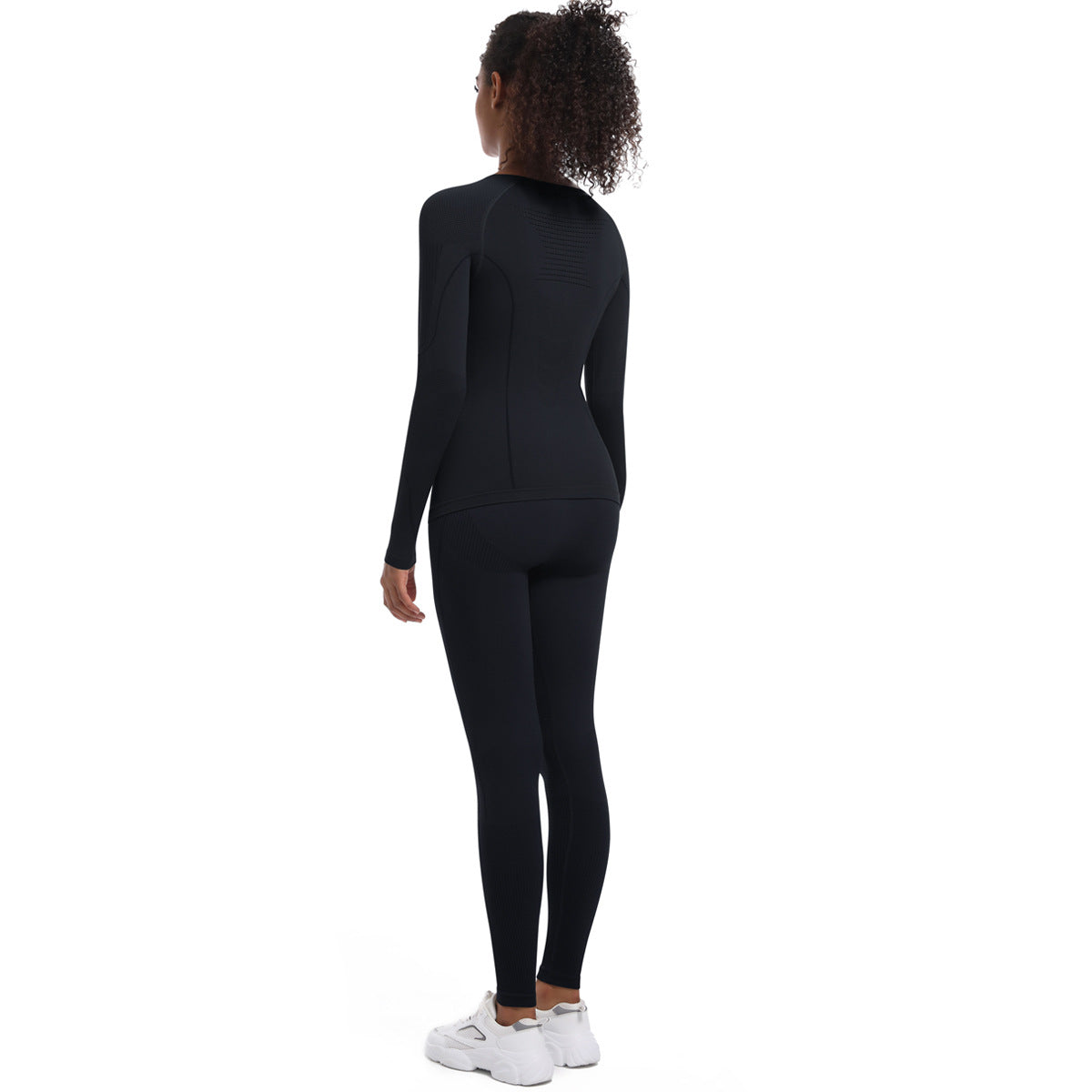 Seamless Knitted Outdoor Cycling Clothing Sports Yoga Long Sleeve Shapewear Ski Sports Sets - Modestly Vogue 