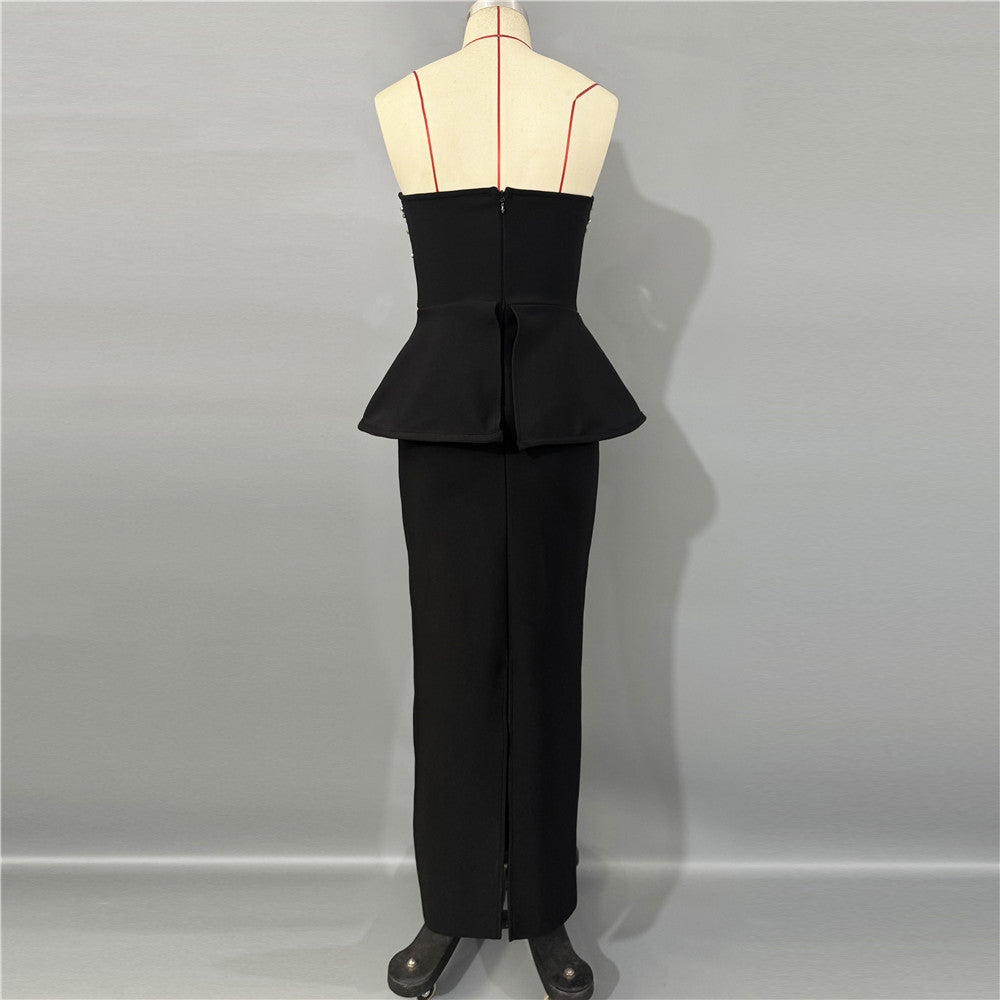 Tube Top Bandage One Piece Dress Niche Party Skinny Long Evening Dress