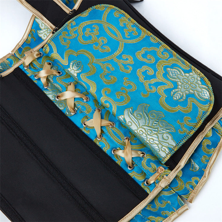 Blue Bronzed Color Tie Back Corset Bustier Top - Modestly Vogue 