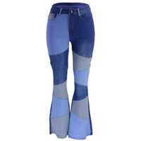 Autumn Women Clothing Denim Wide Leg Stitching Jeans Women - Modestly Vogue 