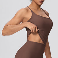H-Shaped Beauty Back Spaghetti Strap Yoga Vest | Padded Workout Top - Modestly Vogue 