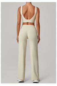 Double Shoulder Strap Bra & Straight Leg Yoga Trousers Set