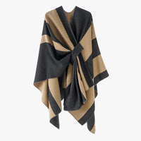 Double Sided Cape Shawl Outer Wear Women Striped Bar Shawl High Sense Cape Shawl