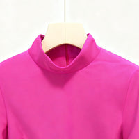 Pink High Neck Collar Cuff Large Floral Maxi Formal Dress - Modestly Vogue 